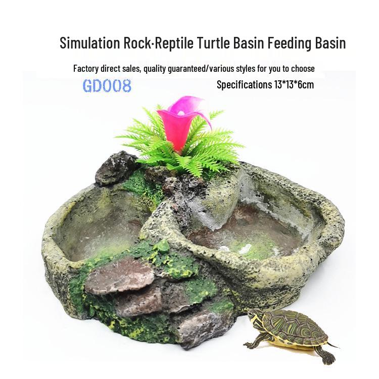 Resin Reptile & Turtle Water and Food Basin - Small Round Feeder Dish