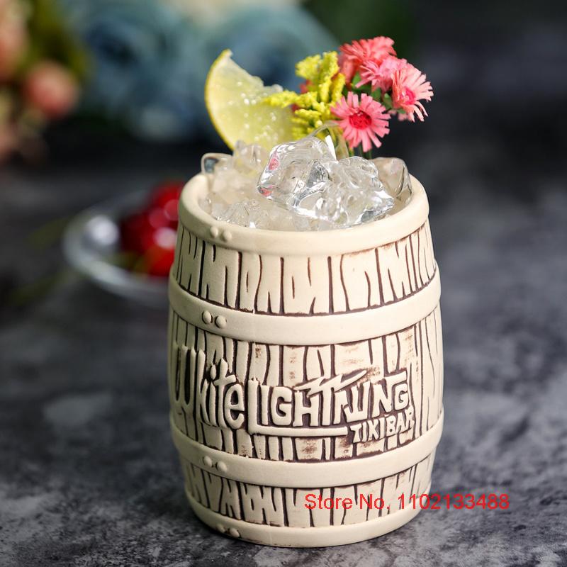 Hot White Lightning Wine Barrel TIKI Bar Keramikk Cocktailglass Klassisk amerikansk stil Pina Colada Maitai Drikkekopp Ølkrus