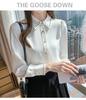 Women's White Chiffon Long Sleeve Shirt - 2025 Autumn Design Professional Formal Wear