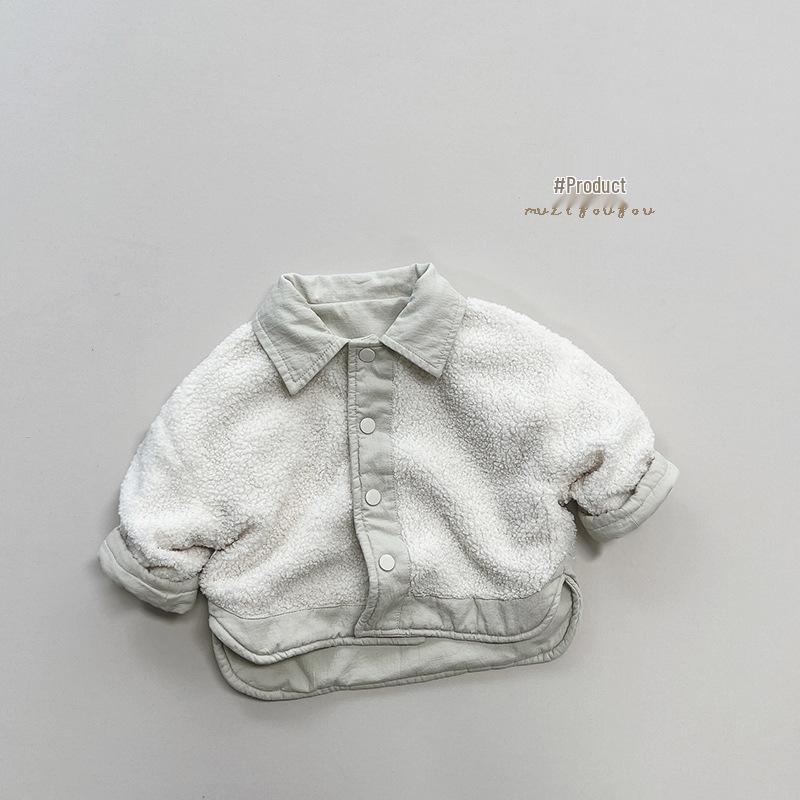 Kinder Wendehemd mit Fleecefutter - Winter Koreanischer Mori-Stil Retro Oberbekleidung für Jungen und Mädchen, Warm und Trendy.