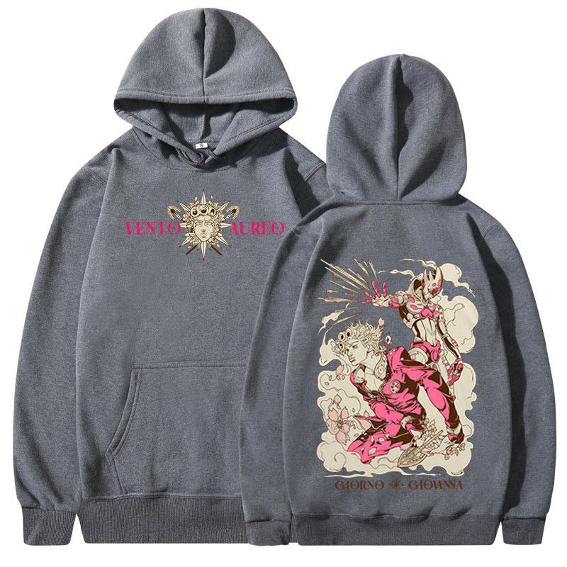 

Anime Jojo Bizarre Adventure Hoodies Giorno Giovanna Manga Graphic Sweatshirts Men Women Clothing Long Sleeves Fleece Pullovers M