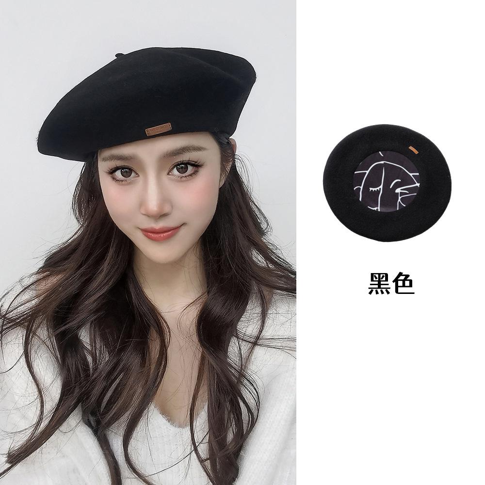 Große Größe 60 cm Wollbarett Wintermützen für Damen Warm halten Mode Malerhut Damen Einfarbige Boina Lässige Beanie Große Größe