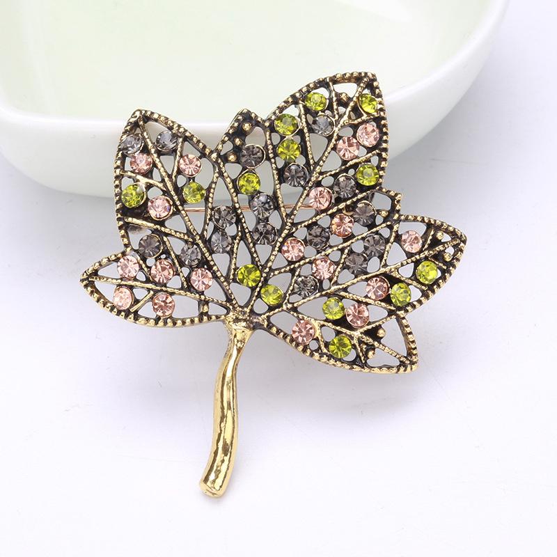 Высококачественная Изысканная Работа Ретро Ажурная Брошь-Булавка Со Стразами Лист Модный Трендовый Аксессуары для Одежды Брошь-Булавка Ретро Украшения