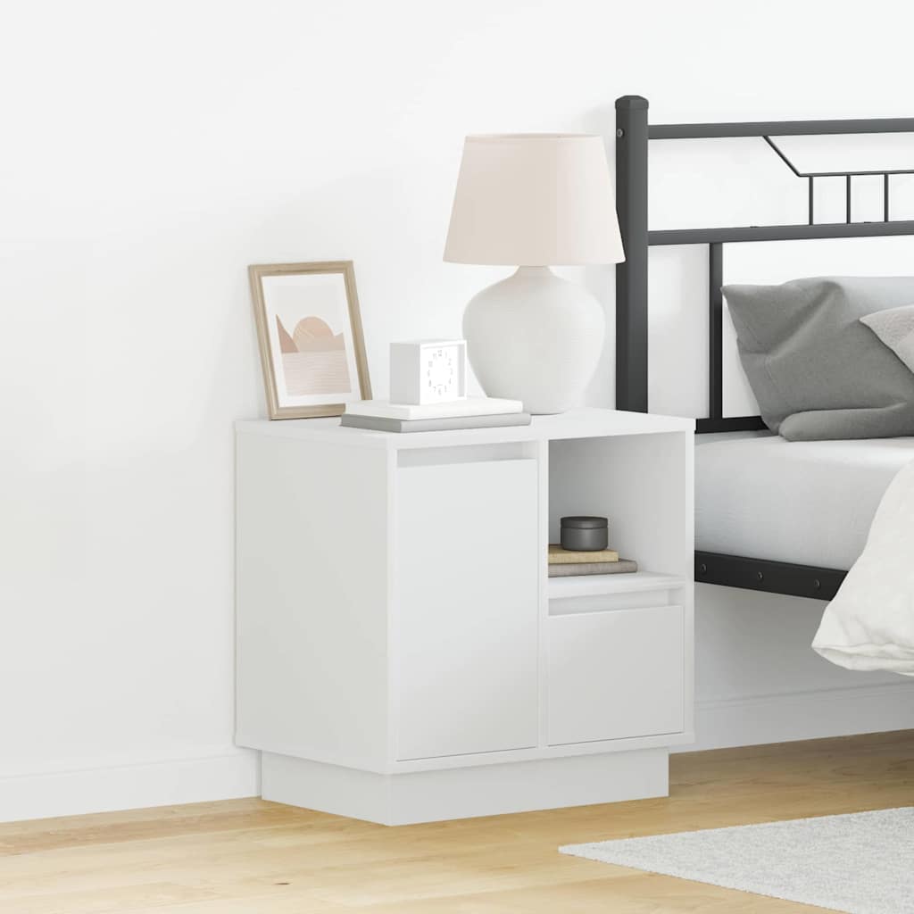White Nightstand with Drawers 50 X 34.5 X 50 Cm Engineered Wood