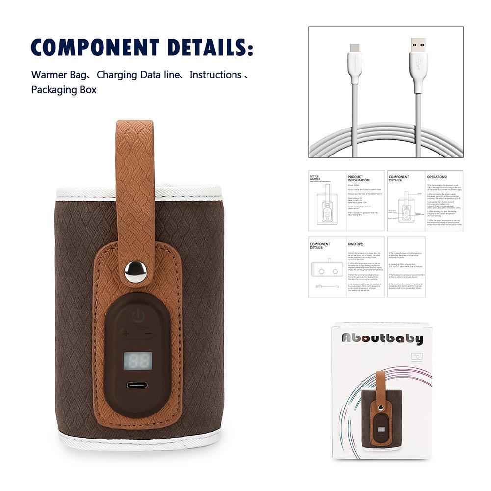 Baby Milk Warmer USB Powered Digital Display Baby Nursing Bottle Heater Portable Bottle Warmer for Baby Children Outdoor Travel