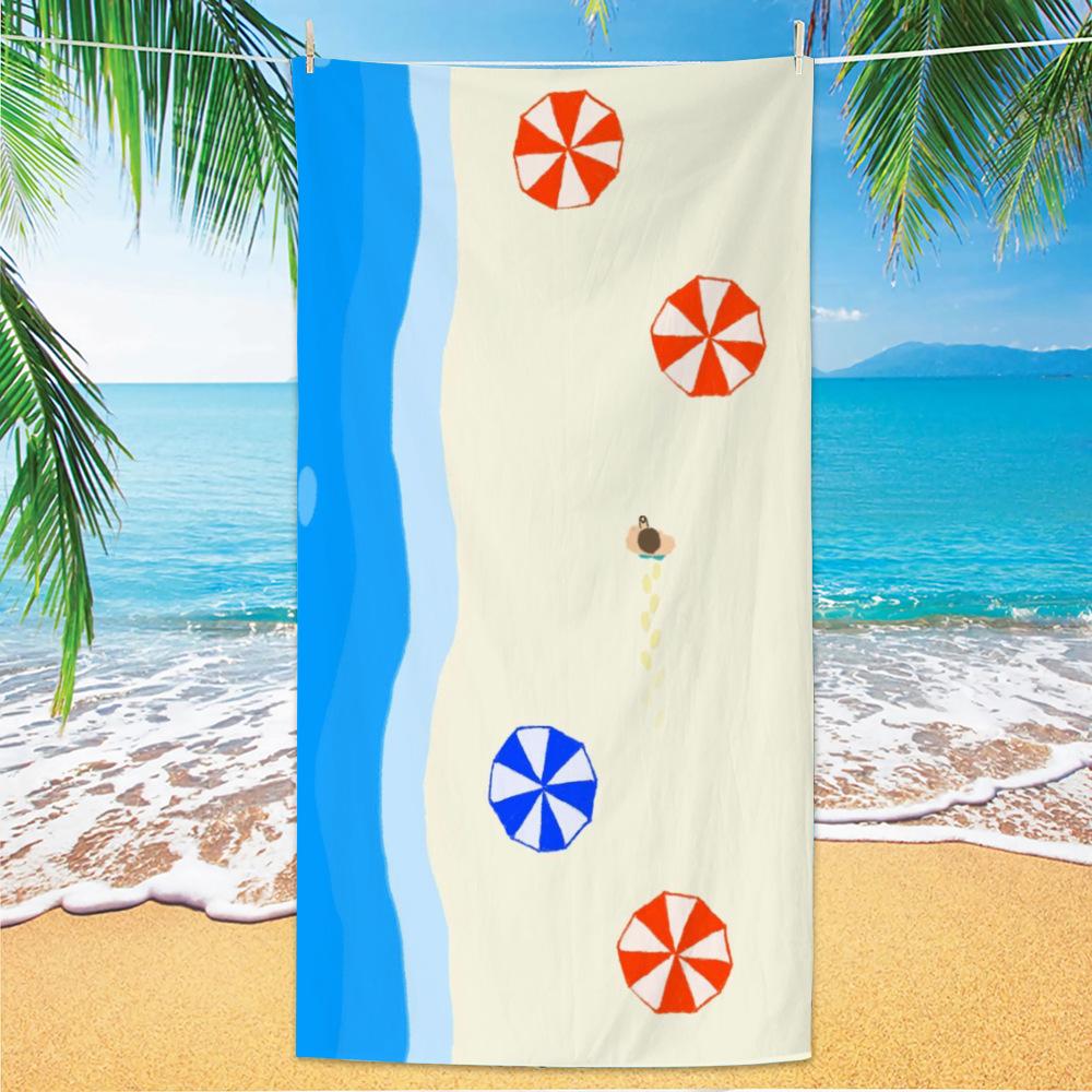 Ultra Fine Fiber Beach Towels, Beach Swimming Speed Drying Velvet Bath Towels, Printed Fashionable Bath Towels Towels Face Towel