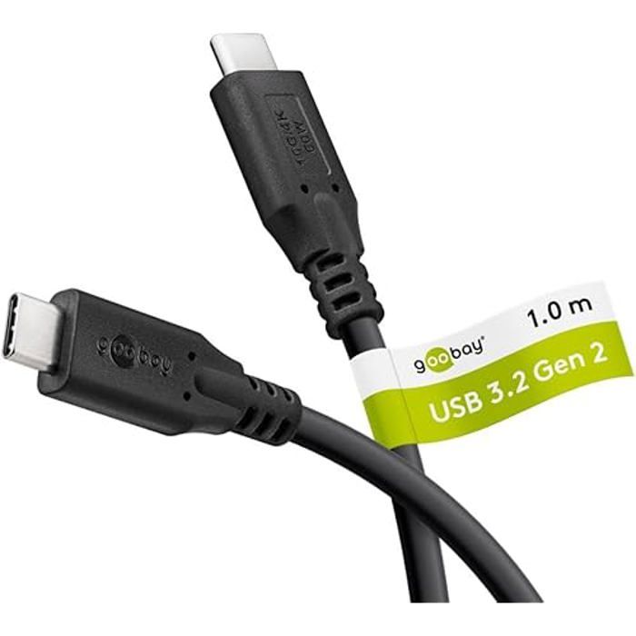 Câble usb-c - goobay - 3.2 - 60 w - 10 gbit/s - compatible thunderbolt 3 et 4