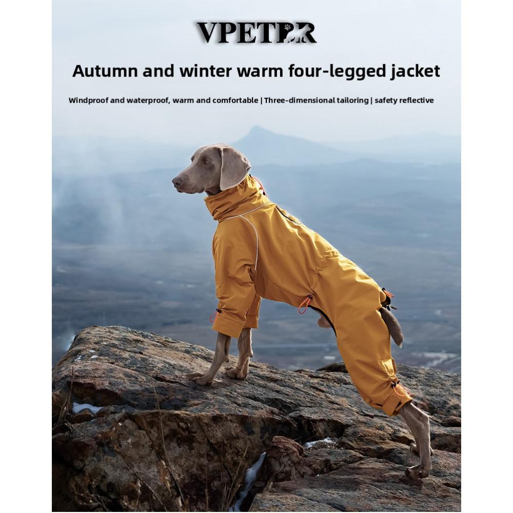Medium and Large Dog Four-legged Jacket, Water-proof, Windproof and Warm Four-legged Jacket, Weimar Whipbit All-inclusive Dog Clothes.