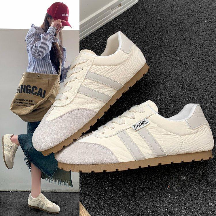 

Yellow leather surface German training shoes women s shoes 2025 new popular spring versatile thin sole light casual sports shoes 41 бежевый