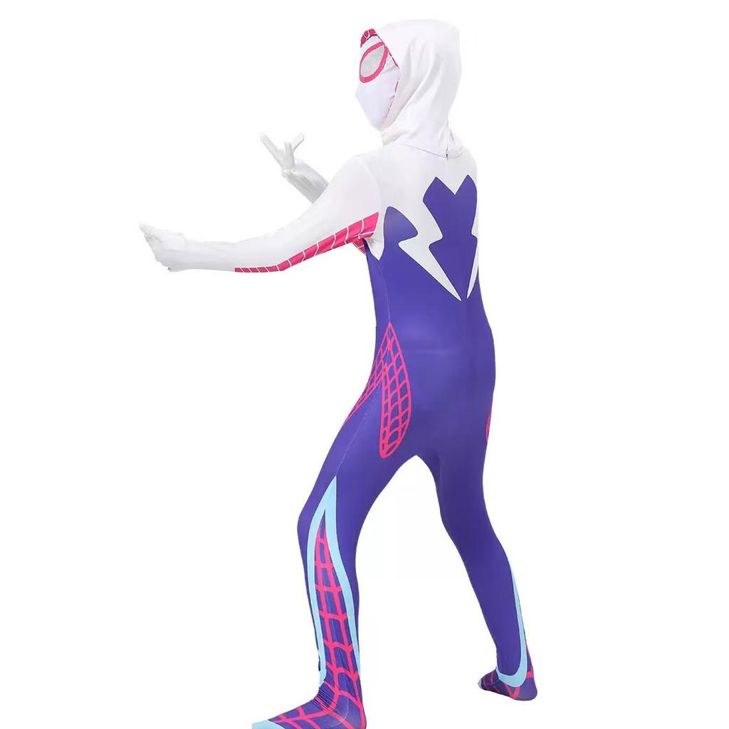 Halloween Gwen Stacy Body Cosplay Kostüm Spider-Man Into the Spider-Verse Jumpsuit für Kinder Erwachsene Dehnbar Atmungsaktiv Spidey Outfit