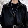 Trendy Harajuku Hip-Hop Titanium Steel Cross Pendant Necklace for Men.