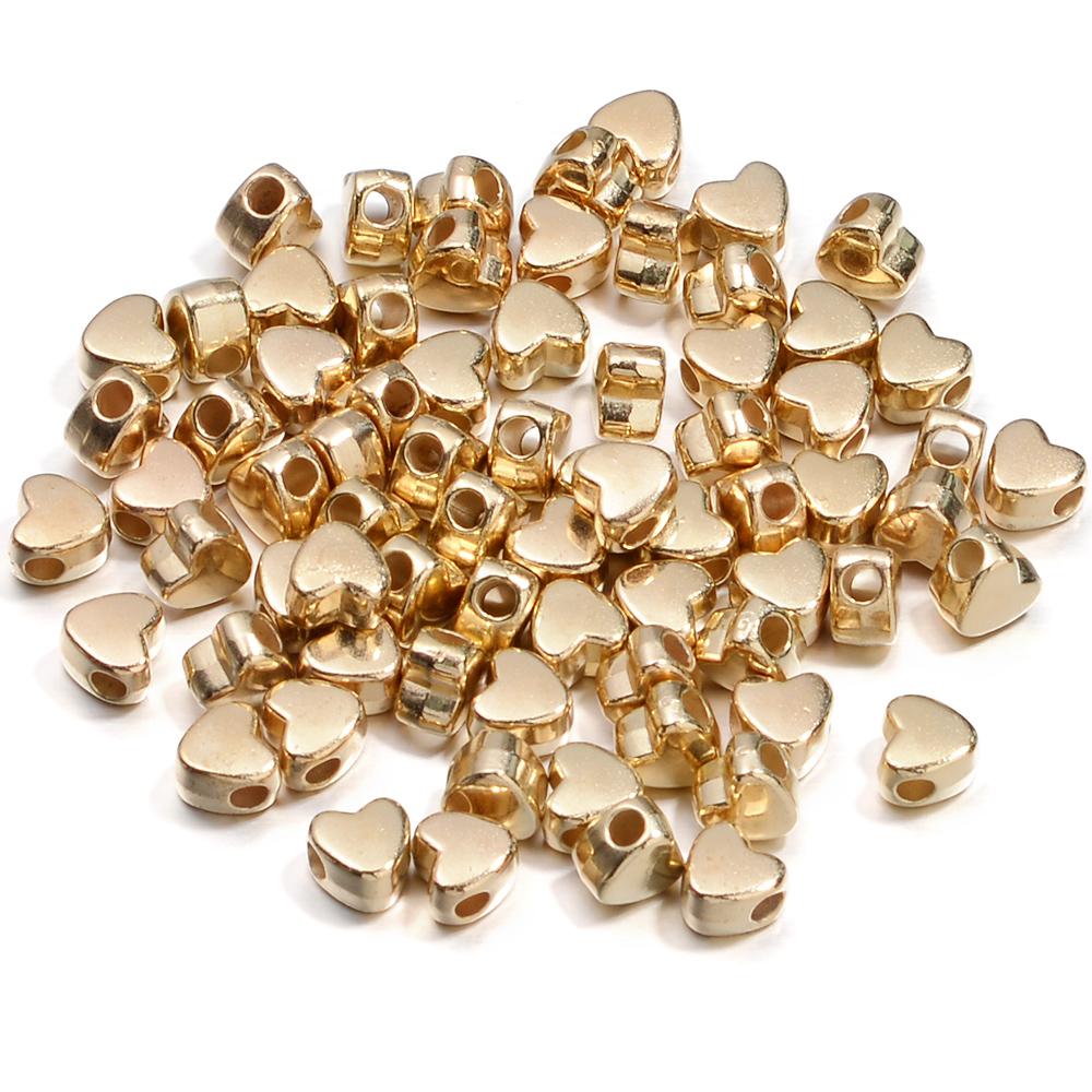 100pcs/lot CCB Heart Beads Horizontal Hole Love Heart Loose Spacer Beads For DIY Jewelry Making Bracelets Necklace Accessories