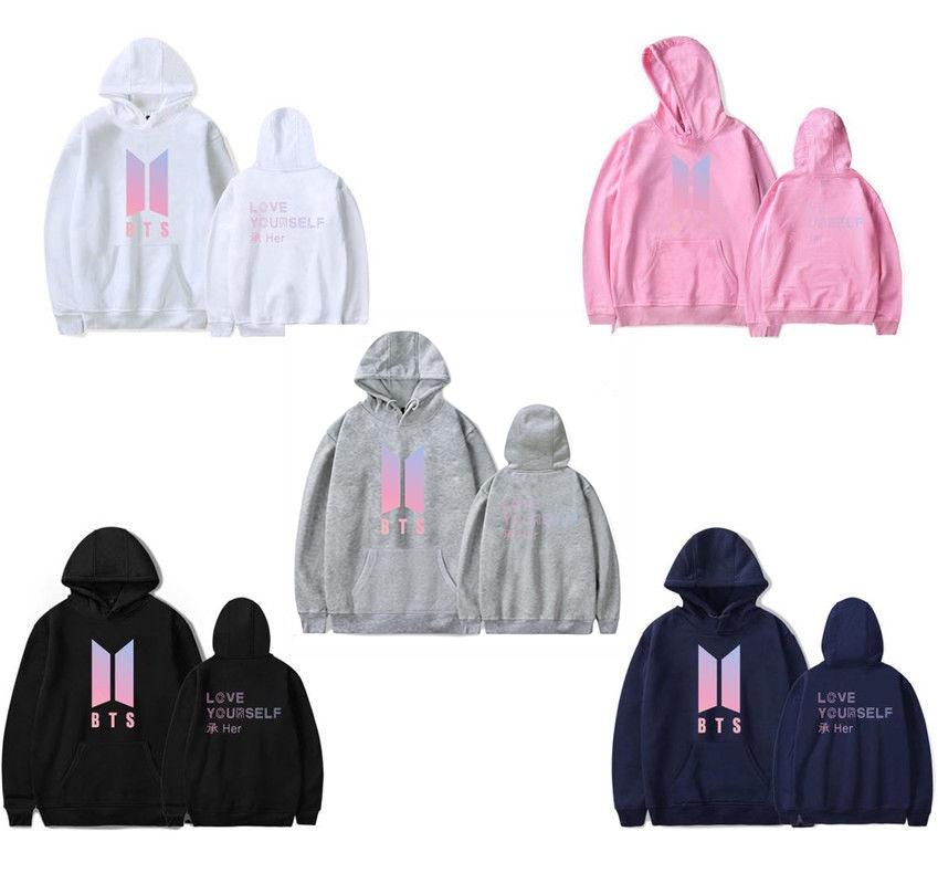 Bluza z kapturem Kpop Bts Bangtan Boys Love Yourself Her Bawełniana w stylu casual i sportowym