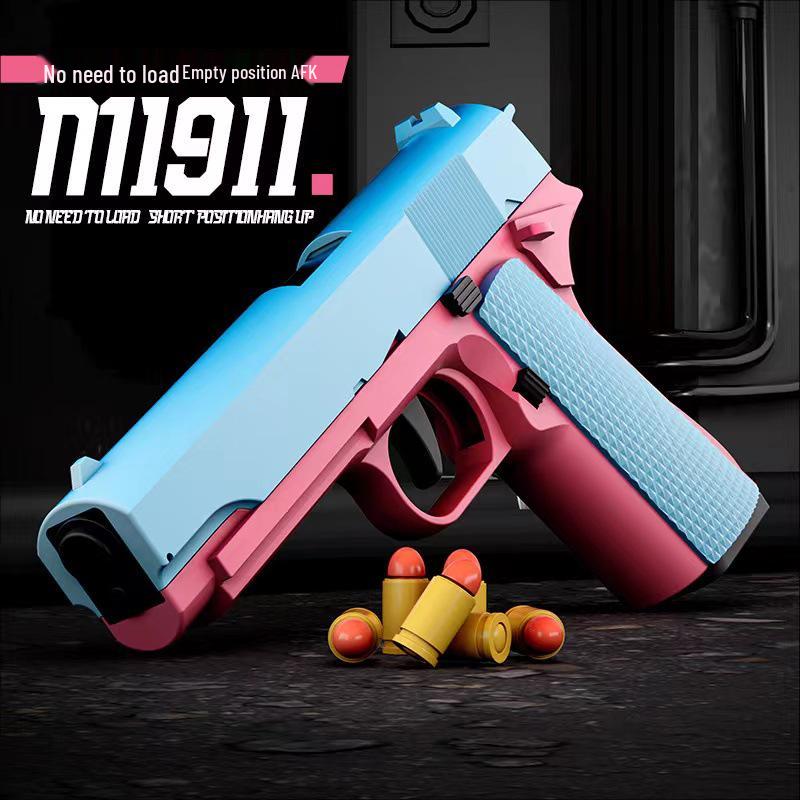 Shell Fırlatmalı ve Sürekli Ateşlemeli Colt 1911 Yumuşak Mermi Oyuncak Tabanca - Erkek Çocuklar İçin - PUBG Tabanca Modeli