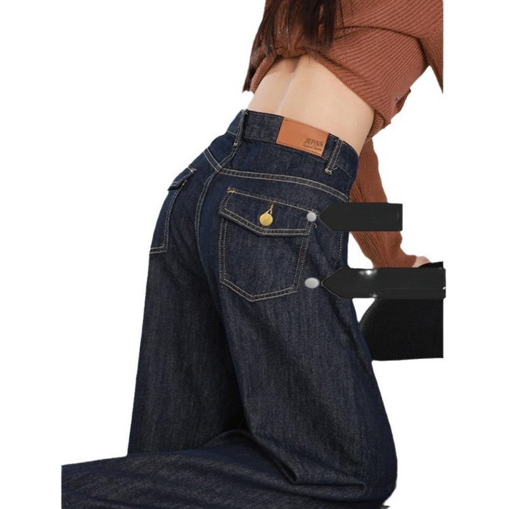 F002 Design Sense Personality Trend High Waist Wide Leg Jeans Women's Spring and Autumn New Lazy Wide Leg Jeans