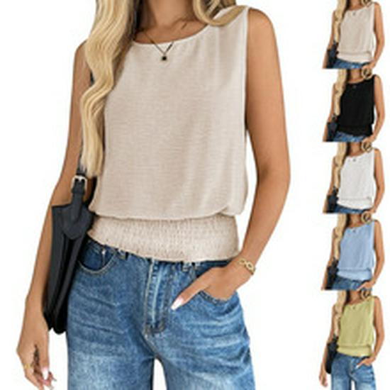 2026 Summer V-neck Drawstring Tie Short-sleeve Solid Color Women's T-shirt