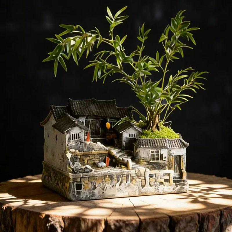 Micro Landscape Decoration Ornament Retro and Nostalgic House Ornament Home Living Room Bedroom Decoration Gift for Friends