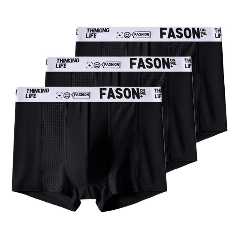 3 Pieces Men's Boxer Briefs Ice Silk Mesh Underwear Antibacterial Breathable Shorts Male Panties Underpants XL XXL 3XL 4XL