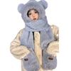 Winter Cute Velvet Warm Protective Hat Cute Bear Hat Women's Warm Hat Scarf Gloves Integrated Hat