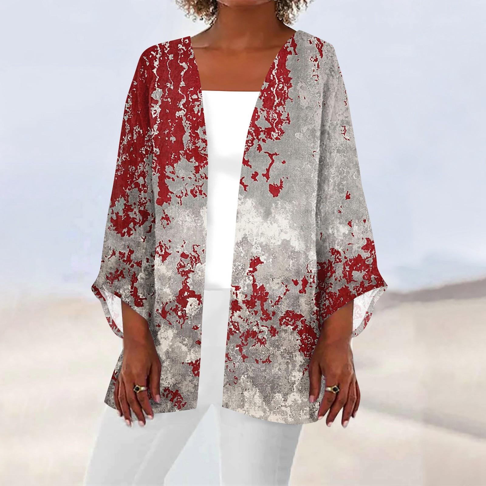 

Женский повседневный модный принт легкий кардиган средней длины с пальто XL жёлтый