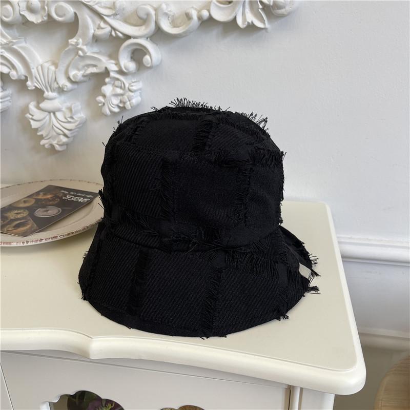 Rough Cloth Bucket Hat Women's Outdoor Travel Face Cover Plain Bucket Hat Foldable Retro Versatile Basin Hat