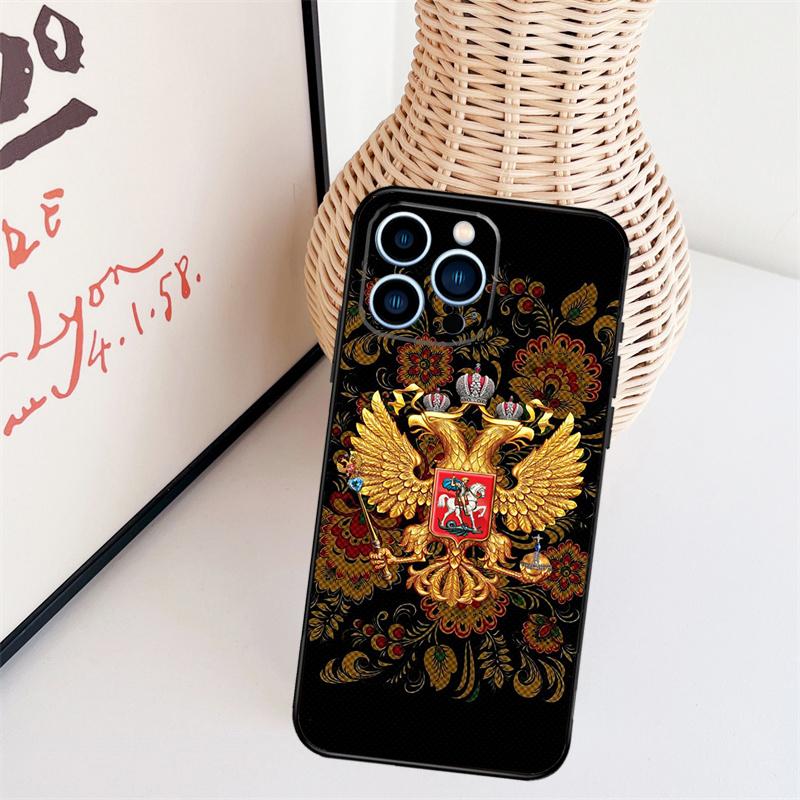 

Russia Flag national emblem Case For iPhone 11 12 13 14 16 15 Pro Max Mini X XS Max XR Plus Cover Coque iPhone 12 mini