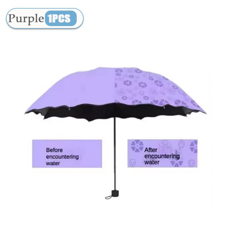 Water Blossom Umbrella Magic Folding Umbrella with Rainwater Pattern Windproof Sunshade Umbrella Outdoor UV Protection Umbrella