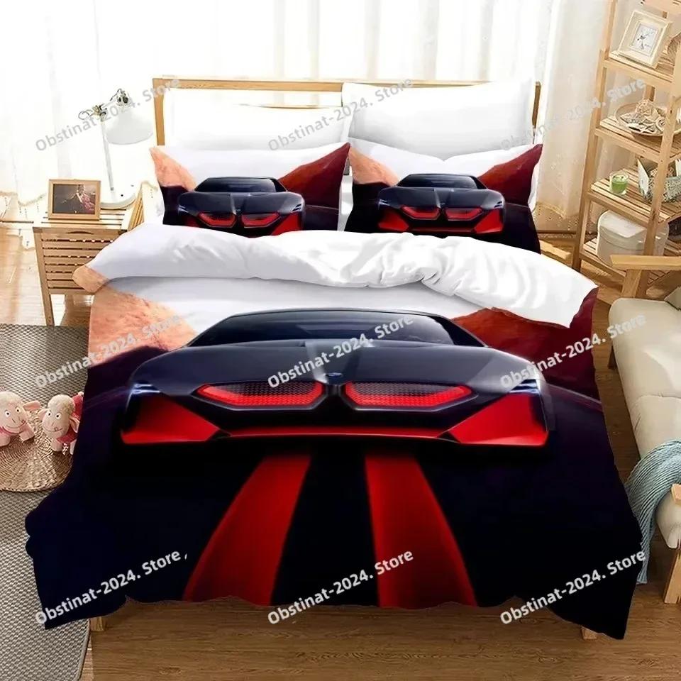 Autos Fahrzeuge Bettwäscheset Jungen Schlafzimmer Dekor Bettbezug Kissenbezug Autos Rennsport Druck Bettwäsche Set King Queen für Erwachsene