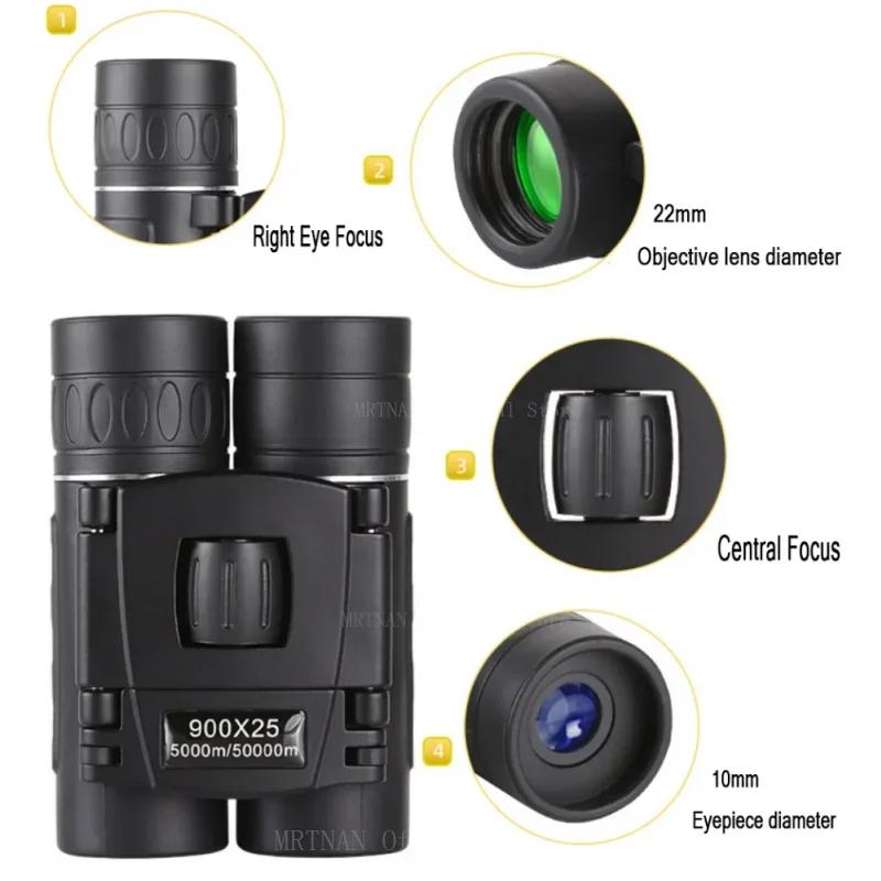 900X25 Portable Hd Zoom 5000M/50000M Binoculars Telescope Powerful Folding Long-Distance Vision Hunting Outdoor Camping Sports