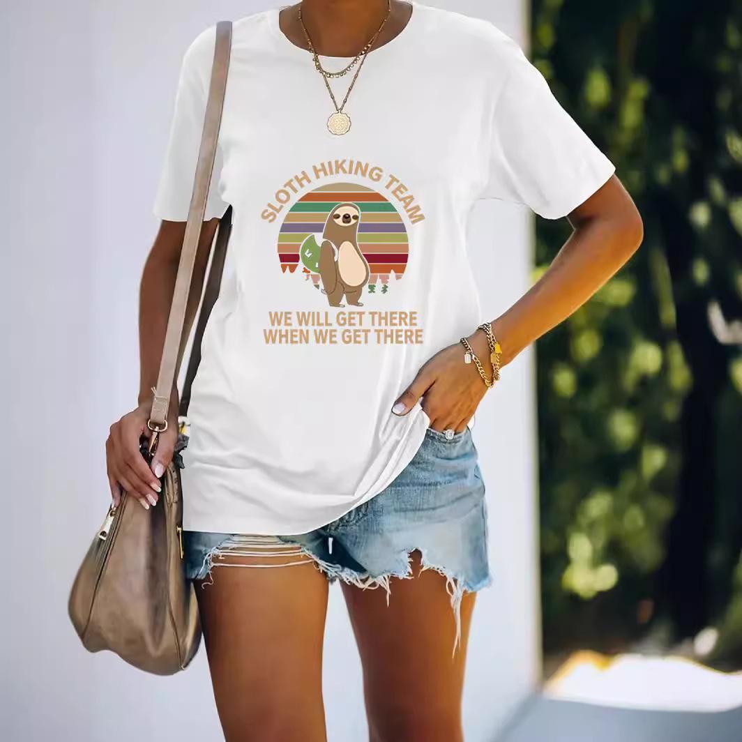 

2024 Women s Short-Sleeve Printed Tops - European & American Style L