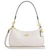 Geantă crossbody/de umăr marca Teri 25 logo clasic piele brevetată sidefată și piele netedă mărime medie pentru femei albă