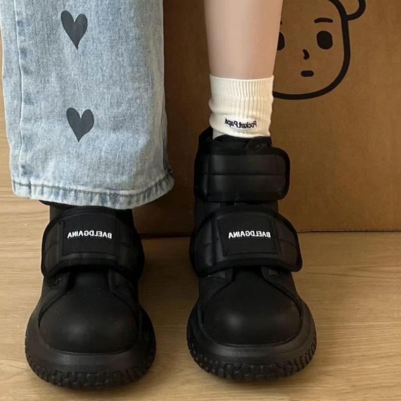 Winter Bread Cotton Shoes Women's Winter New Fashion Velcro Versatile Thick-soled Waterproof Non-slip Velvet Snow Boots