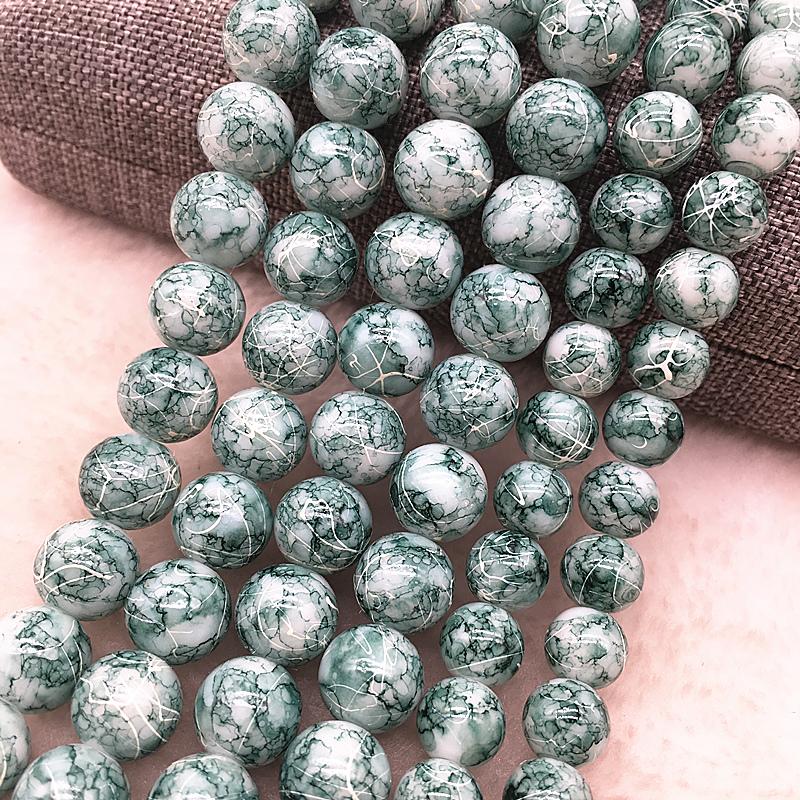 Wholesale 4/6/8/10mm Glass Beads Round Loose Spacer Beads Pattern For Jewelry Making DIY Bracelet Necklace