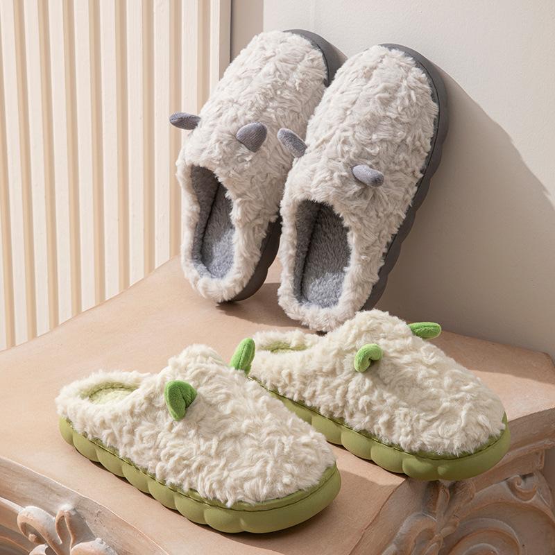 Autumn and winter cotton slippers winter plush couple home indoor plush thermal slippers