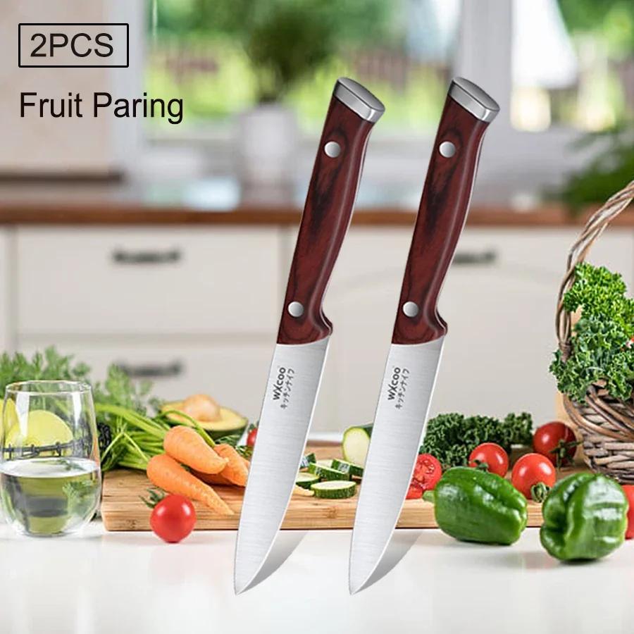 WXCOO Stainless Steel Japanese Chef Knife Wooden Handle Ultra Sharp Fish Bone Fruit Meat Cleaver Santoku Slicing Kitchen Knives