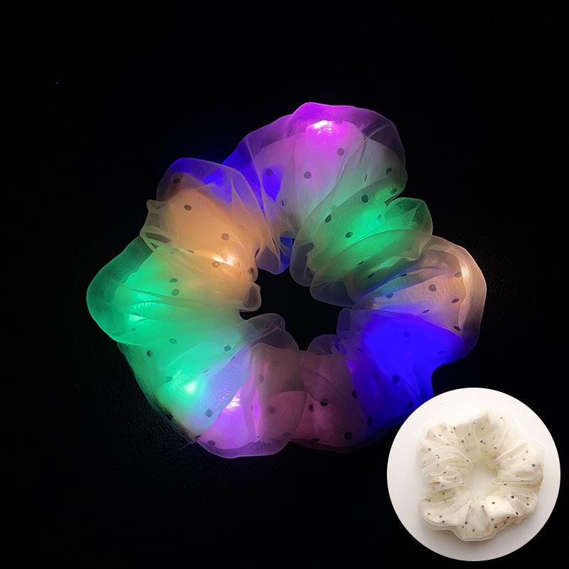 LED Işıklı Parlak Saten Noel Saç Tokası - Amerikan ve Avrupa Stilleri için Kalın Bağırsak Scrunchie Saç Aksesuarı