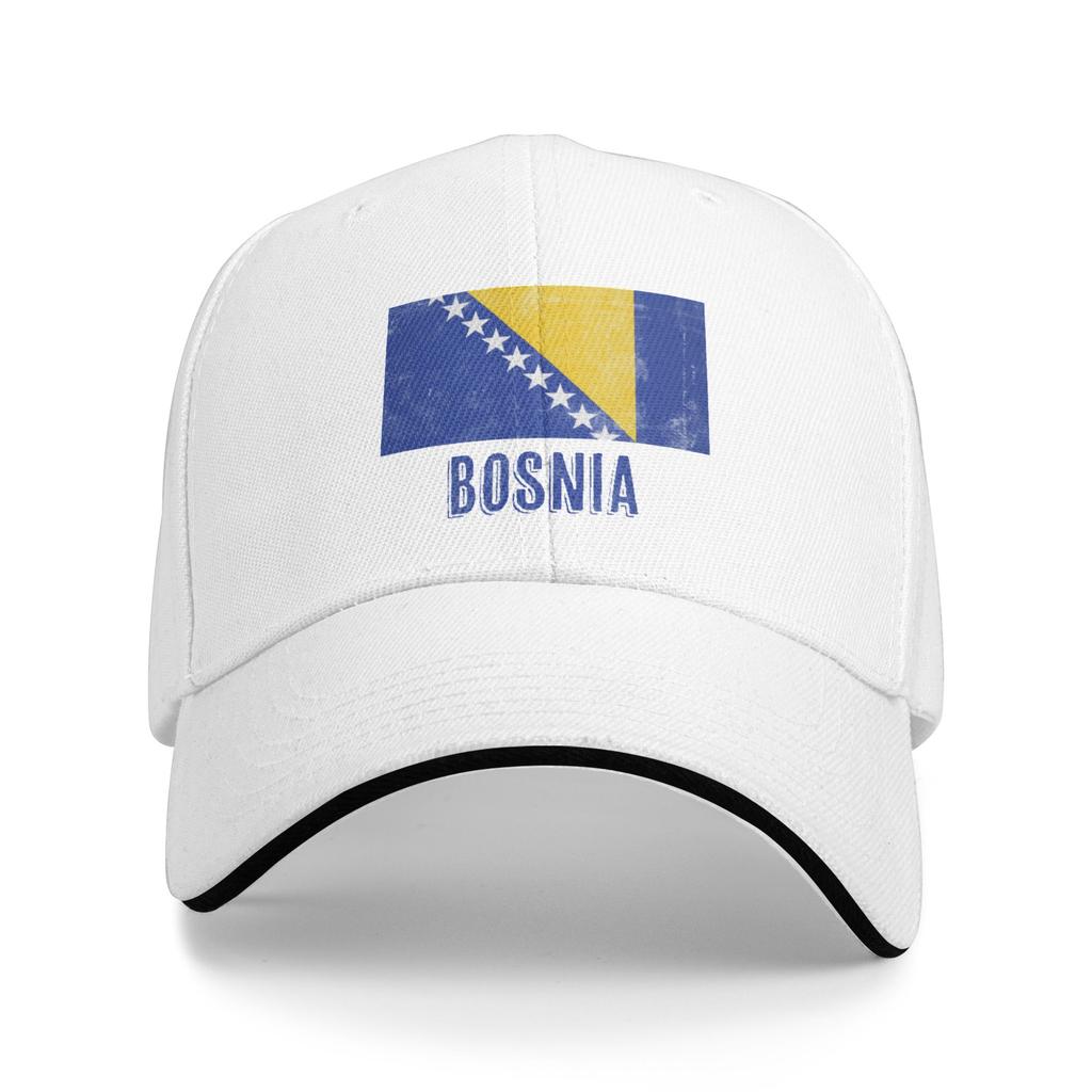 Vintage Retro Flag of Bosnia Herzegovina Grunge look Pool Party Baseball Caps Men Adult Female Beach Sun Hat Hip Hop Trucker Cap