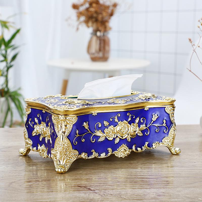 Servilletero Grande Dorado - Creativa Caja de Papel de Plástico de Escritorio para el Hogar