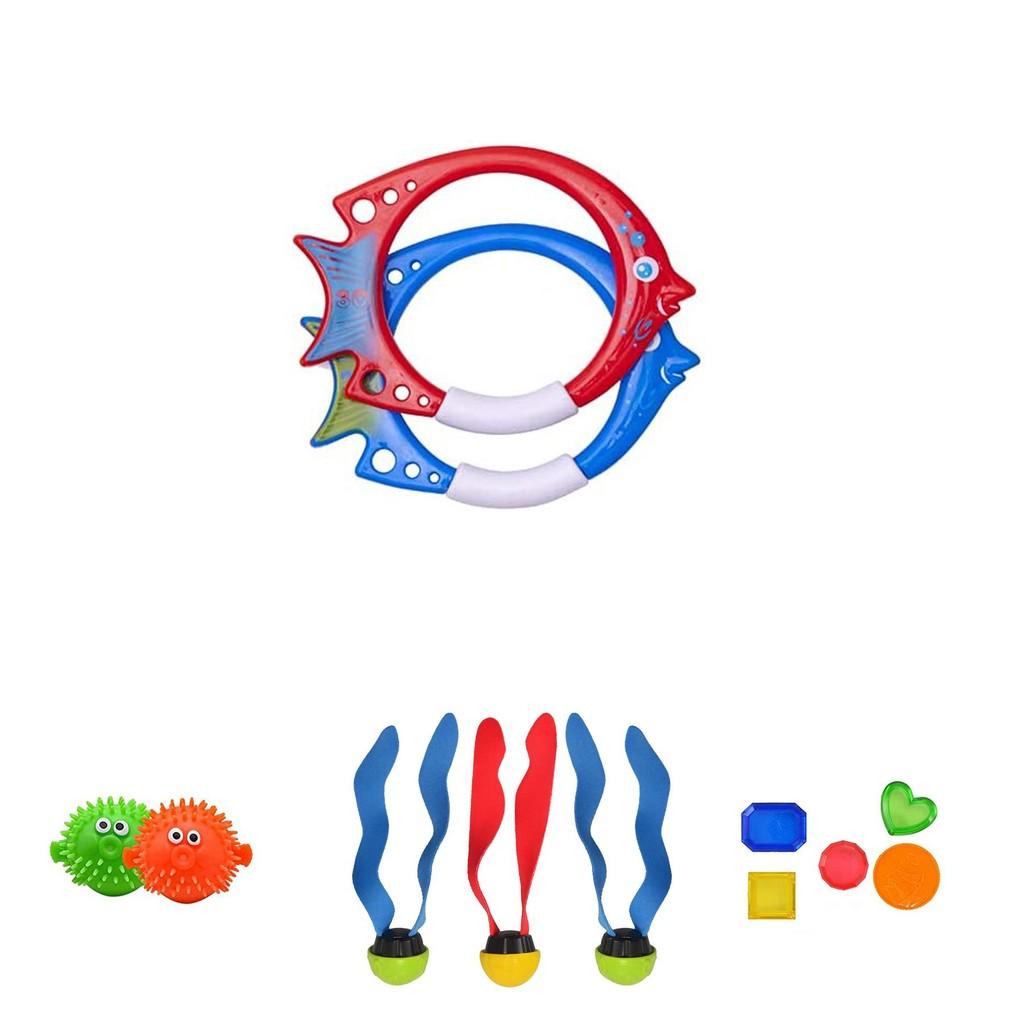 Colorful Kids Diving Toy Set With Water Rings Torpedo Pool Fun For Ages 3 To 6 Years