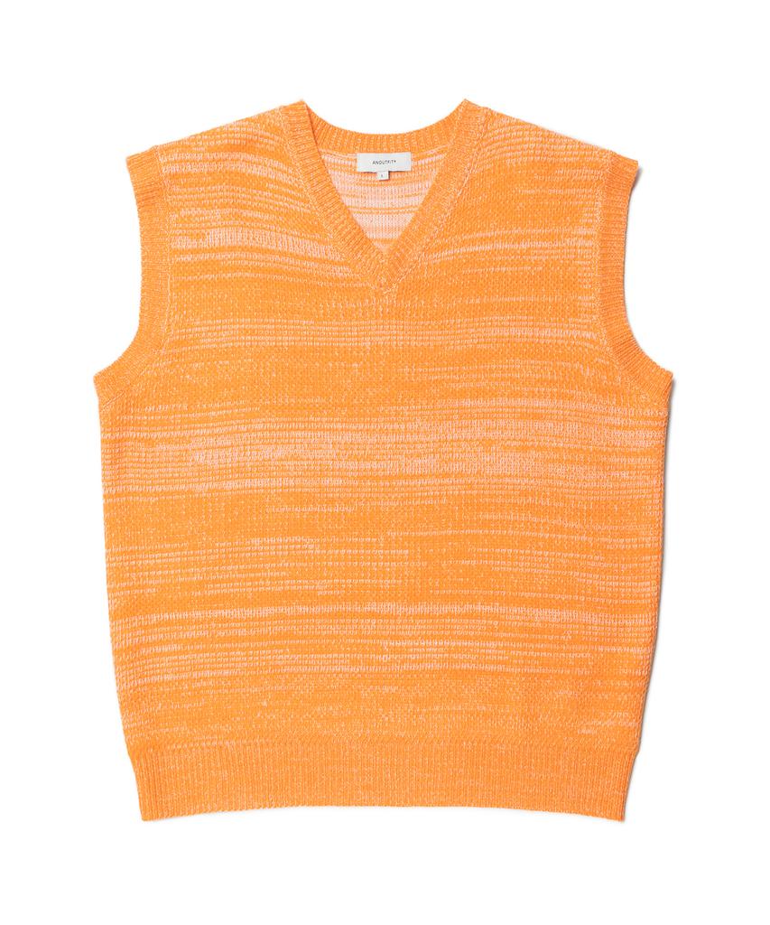 Aott Two-Tone Color Block Knit Vest Orange