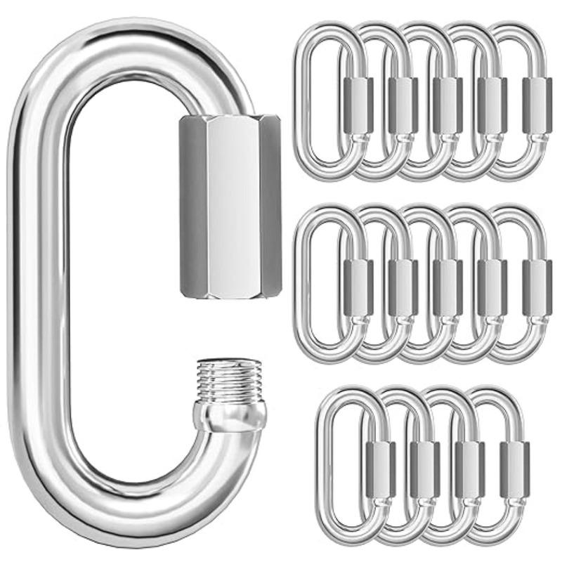 20/10pcs Quick Link Ring Stainless Steel Heavy Duty Carabiner D-Lock Repair Pet Keychain for Outdoor Travel Equipment Connector