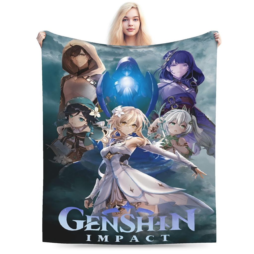 genshin impact game Accessories Blankets Soft Flannel Throw Blankets Comfortable Plush Thin Quilt