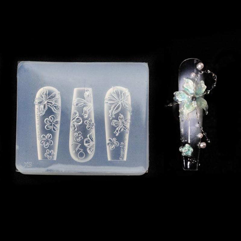 Multipurpose 3D Nail Art Silicone Mould with Butterfly and Moon Patterns Decoration for Crafting Unique Acrylic Nails