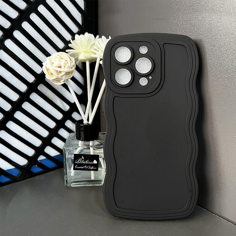 Solid Large Waves Are Suitable for Apple 13 Mobile Phone Case Iphone15 Solid Color 12 Couple 16 Pro Anti-fall 14 Soft Shell
