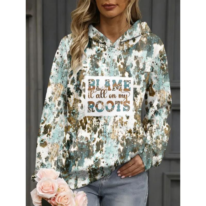 Fashion Women's Hooded Sweater 3D Casual Color Printing Casual Long Sleeve Sweater