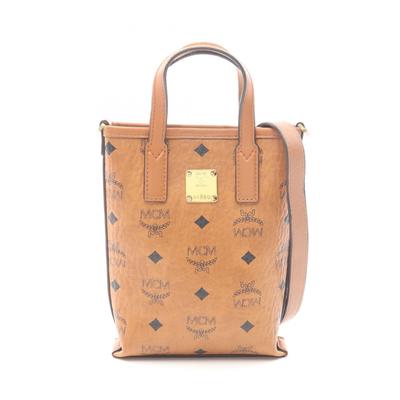 Used Vicetos Handbag PVC Coated Canvas Leather Brown Used Women