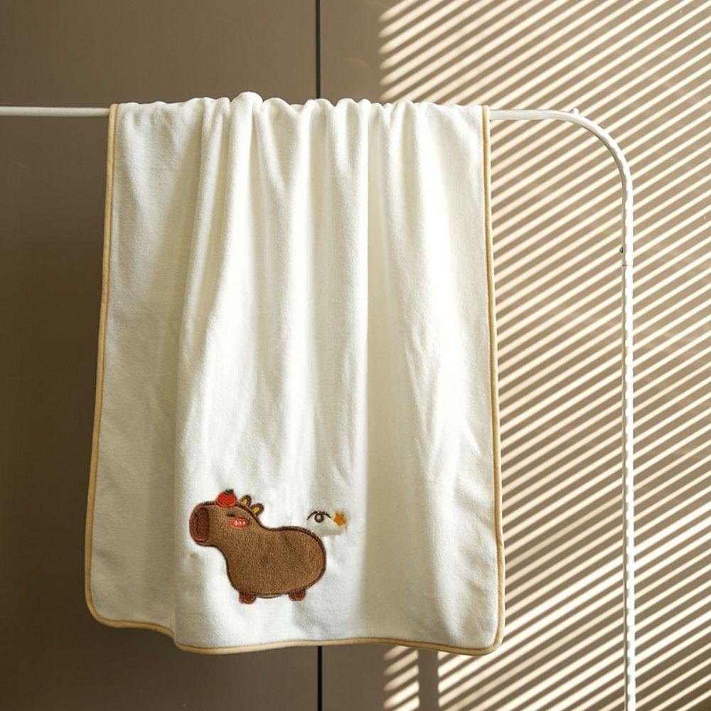 Weiches Capybara Muster Cartoon Handtuch Korallenvlies Dickeres Badetuch Kawaii Super Saugfähig Gesichtshandtuch Badezimmer
