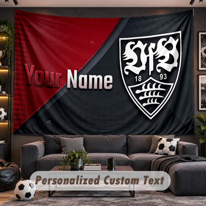 Wall Hanging Tapestry Custom NameVfB Stuttgart FC Pattern Personalized Printed Fabric Wall Decor