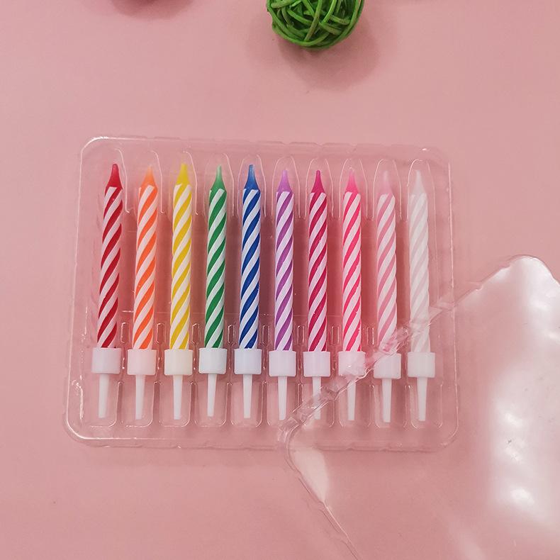 Creative 10-pack Colorful Threaded Candles Birthday Candles for Children's Party Cake Decorations