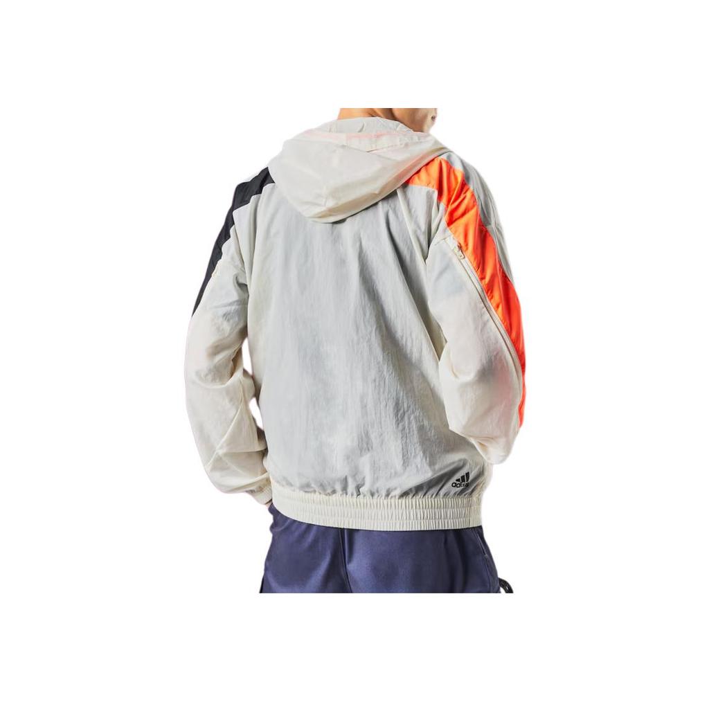 Adidas Wind Motion Hooded Sports Jacket Men Outerwear Off-White H39836